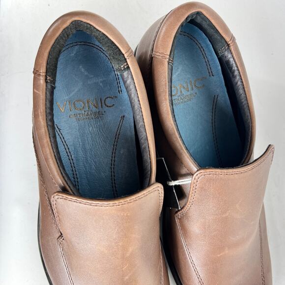 Vionic Casual Shoes Men\'s 8 Brown Black Faux Leather Slip On Comfort Loafers main image 5